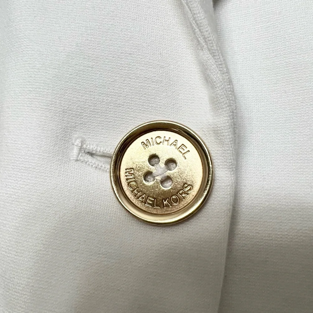 MICHAEL Kors White Ponte Knit Notch Lapel Long Sleeve Button Front Blazer - Picture 12 of 12